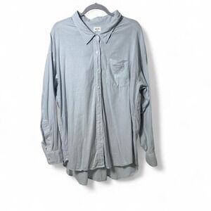 Aritzia Wilfred Free blue linen button up shirt Size L #shirts #minimalist